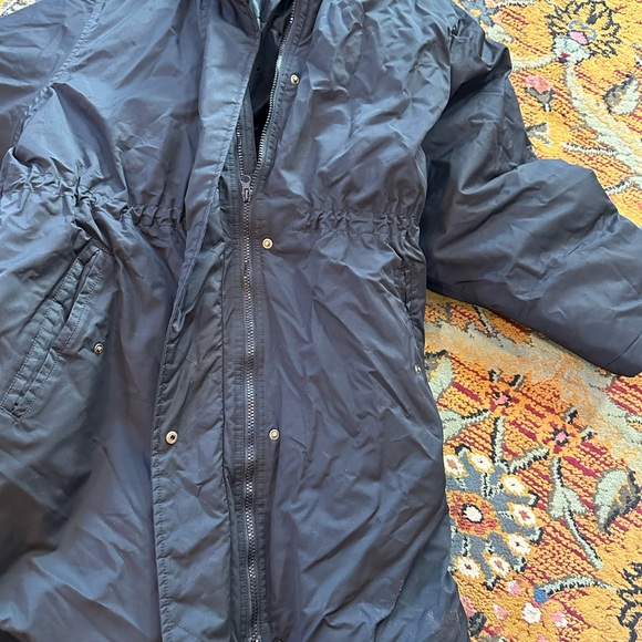 Ava Viv 3x warm mid thigh jacket Blk lined hood snaps zipper drawstring pockets - Picture 5 of 11